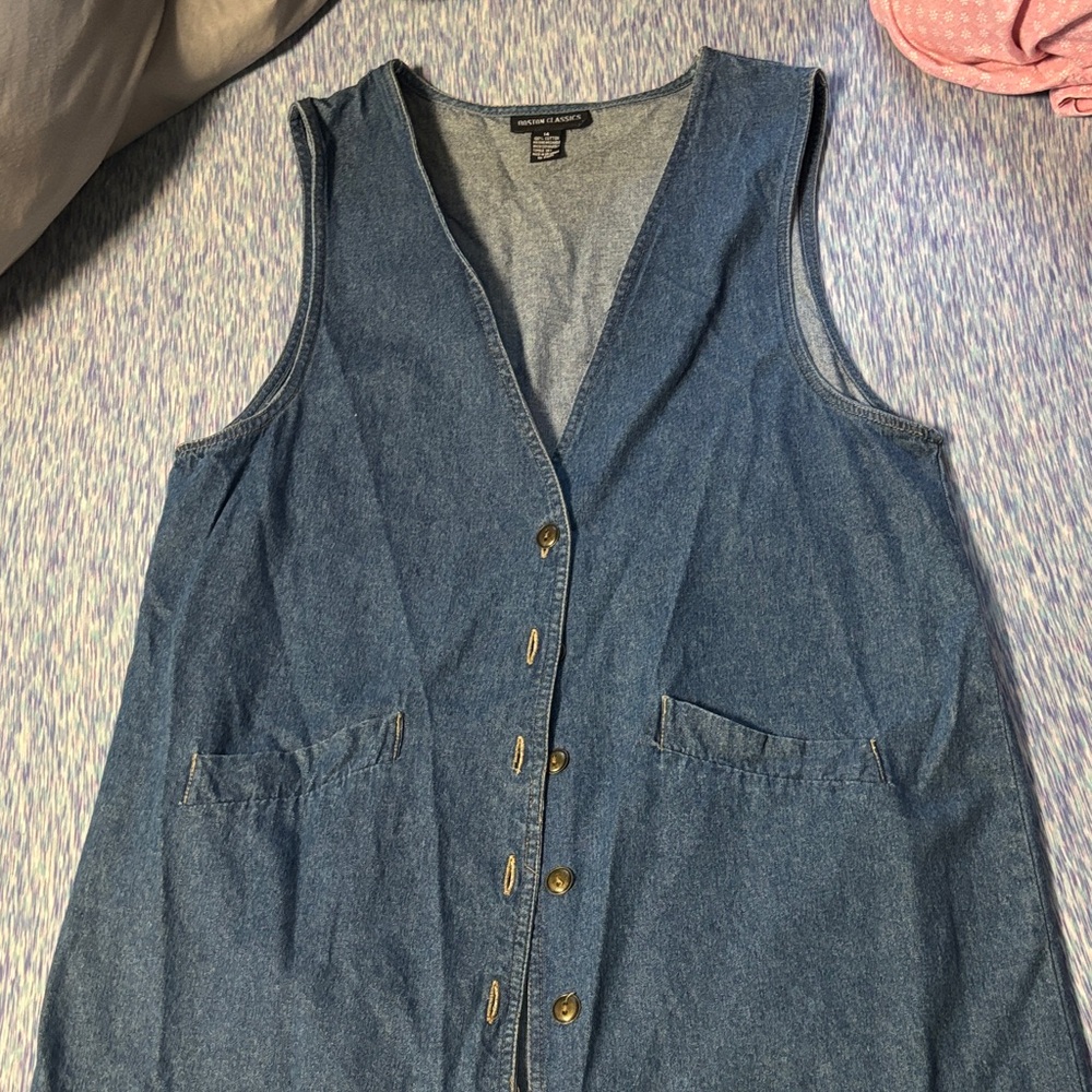 plus size Denim Sleeveless Button-Up Dress